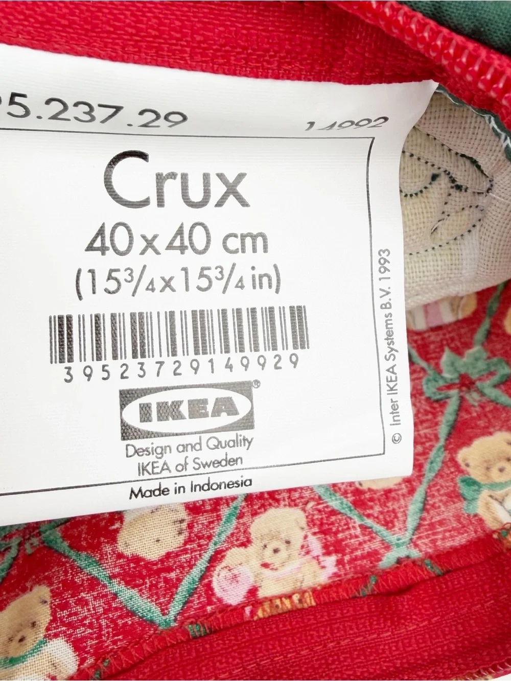 Vintage Ikea Crux Christmas Teddy Bear Quilted Cushion Pillow Covers 90s 15” EUC